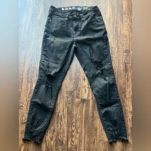 SONG Perfect Skinny Ankle Jeans Size 9/29 High Rise Black Distressed Stretch 24"